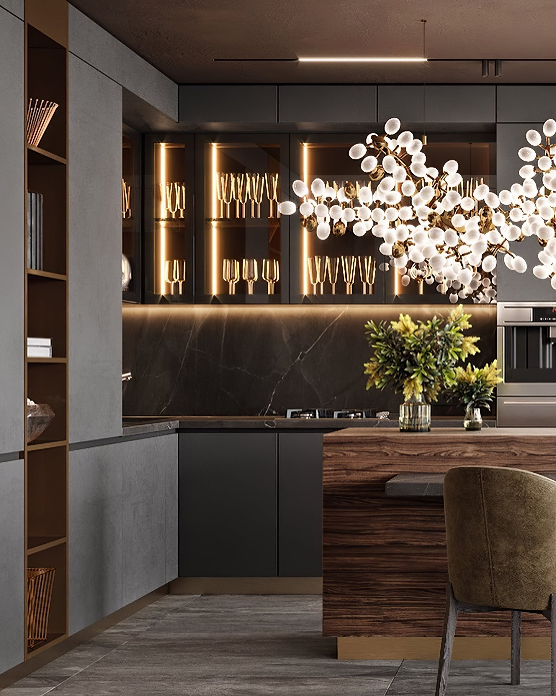 Grape Vine Bunch Chandelier Light Fixture for Dining Room & Rustic Decor