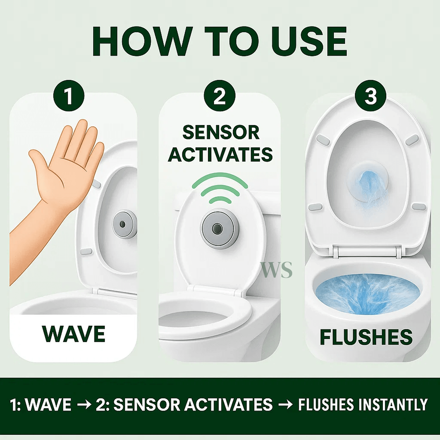 Touchless Intelligent Auto-Flush Sensor - Adjustable Automatic Toilet Flush Kit