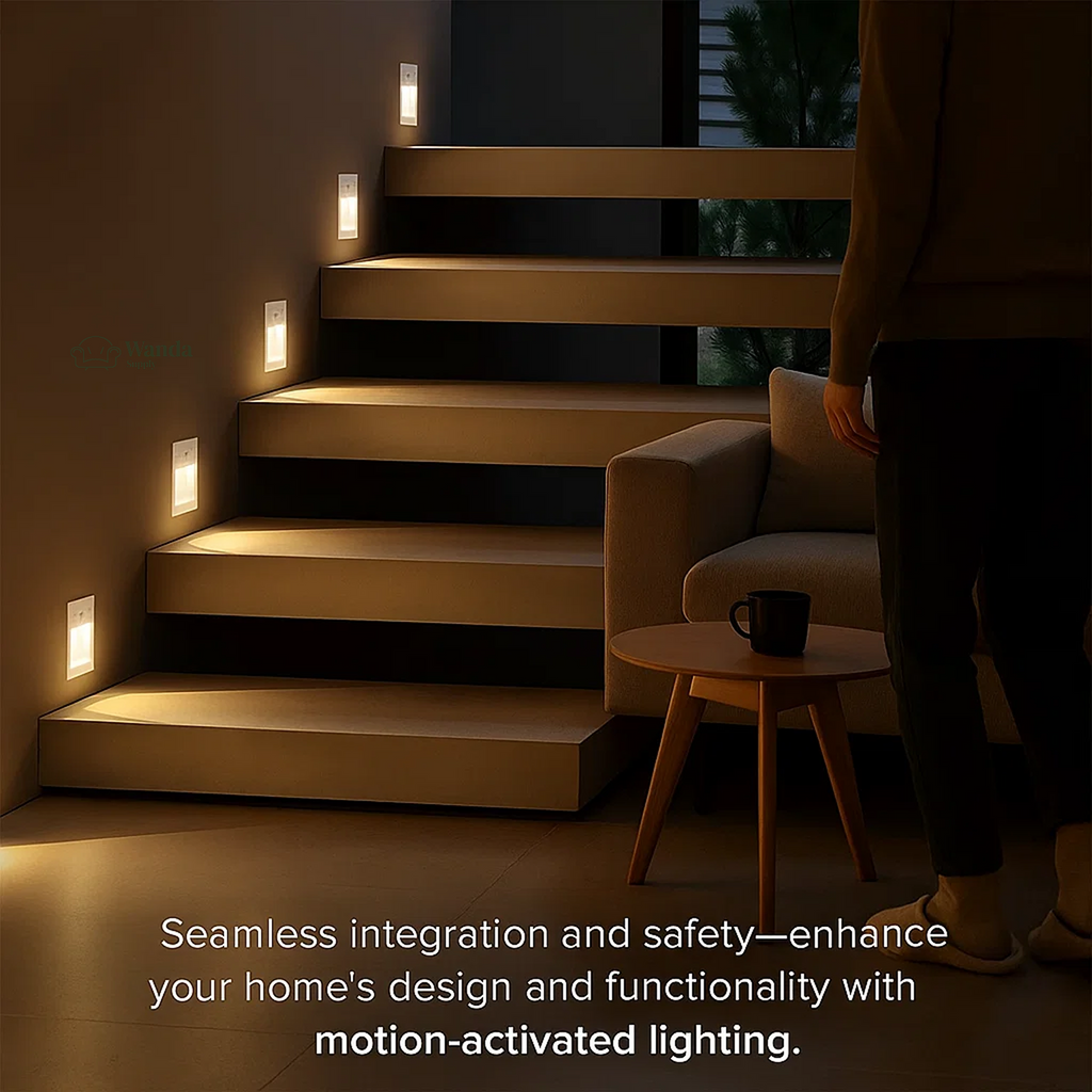 LED Recessed Wall Sconces with Motion Sensor - Minimalist Stairway Lights for Home Lighting & Safety