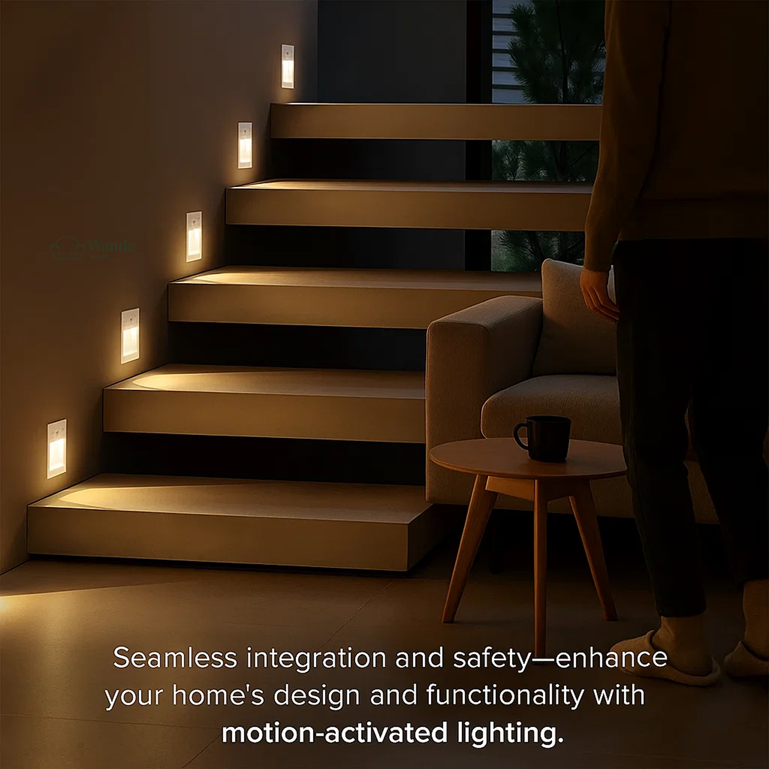LED Recessed Wall Sconces with Motion Sensor - Minimalist Stairway Lights for Home Lighting & Safety