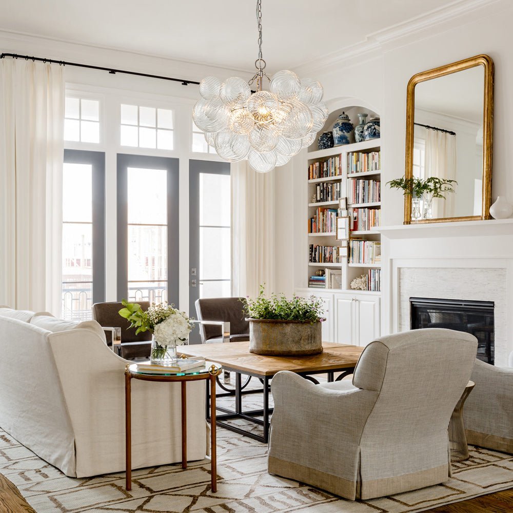 Glass Ball Bubbles Chandelier | Customizable Sizes, Gold Finish & Ideal for Living Room or Dining Area