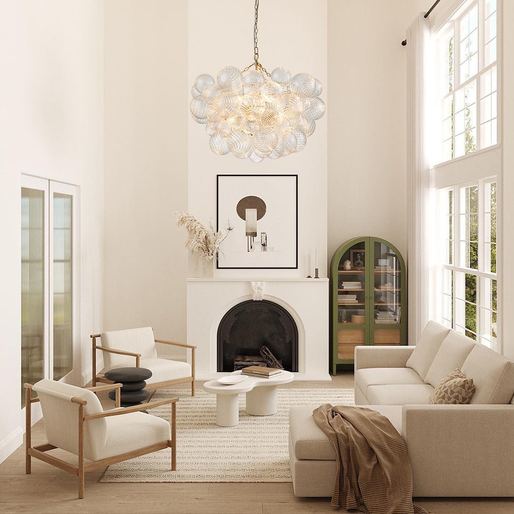 Glass Ball Bubbles Chandelier | Customizable Sizes, Gold Finish & Ideal for Living Room or Dining Area