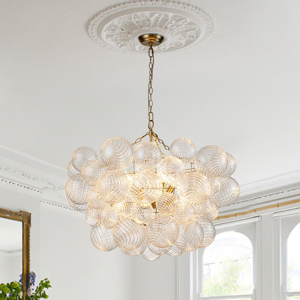 Glass Ball Bubbles Chandelier | Customizable Sizes, Gold Finish & Ideal for Living Room or Dining Area