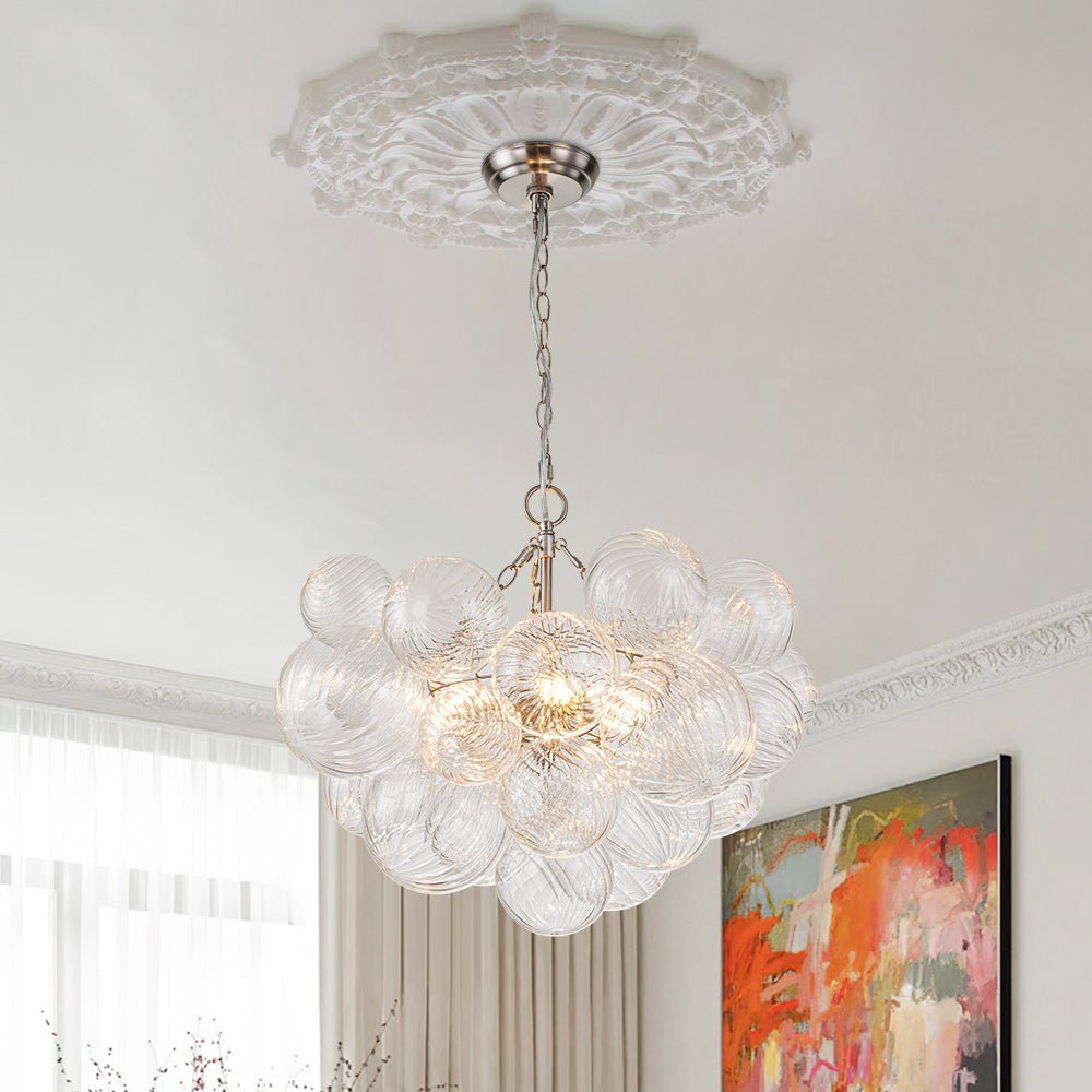 Glass Ball Bubbles Chandelier | Customizable Sizes, Gold Finish & Ideal for Living Room or Dining Area