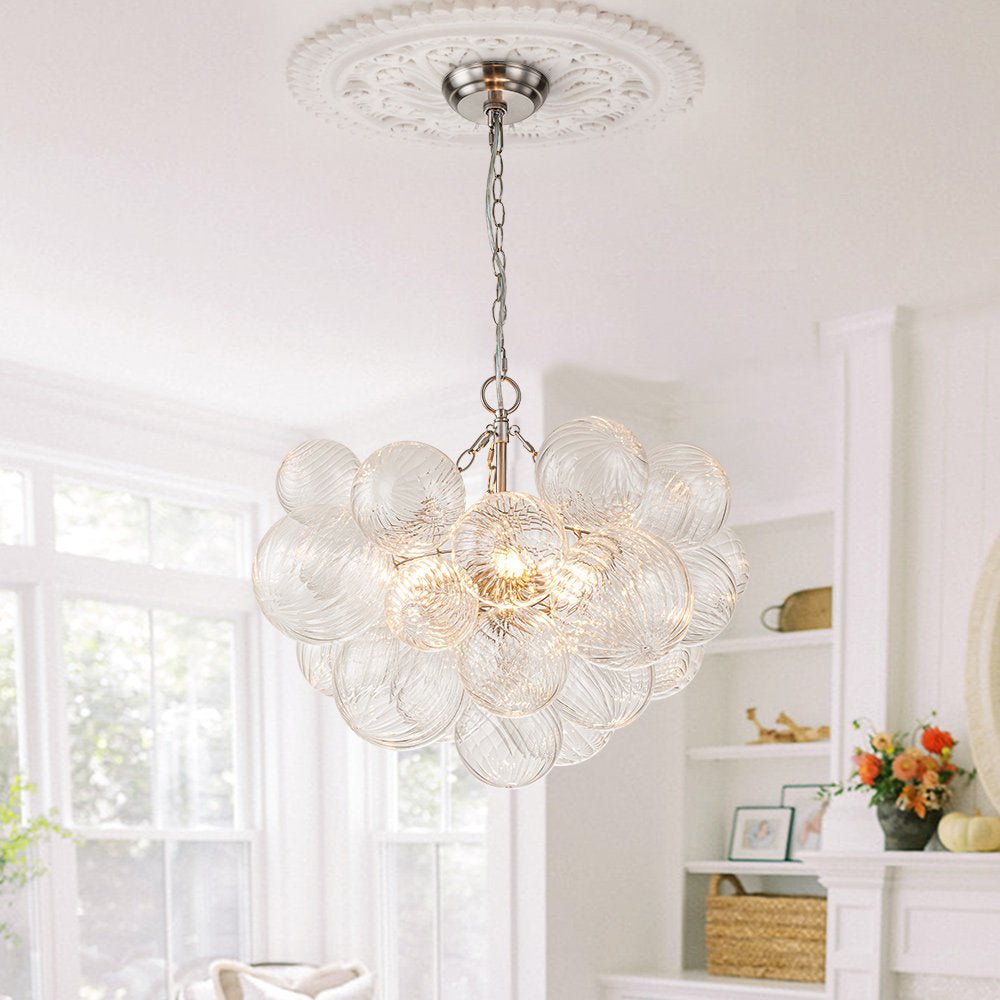 Glass Ball Bubbles Chandelier | Customizable Sizes, Gold Finish & Ideal for Living Room or Dining Area