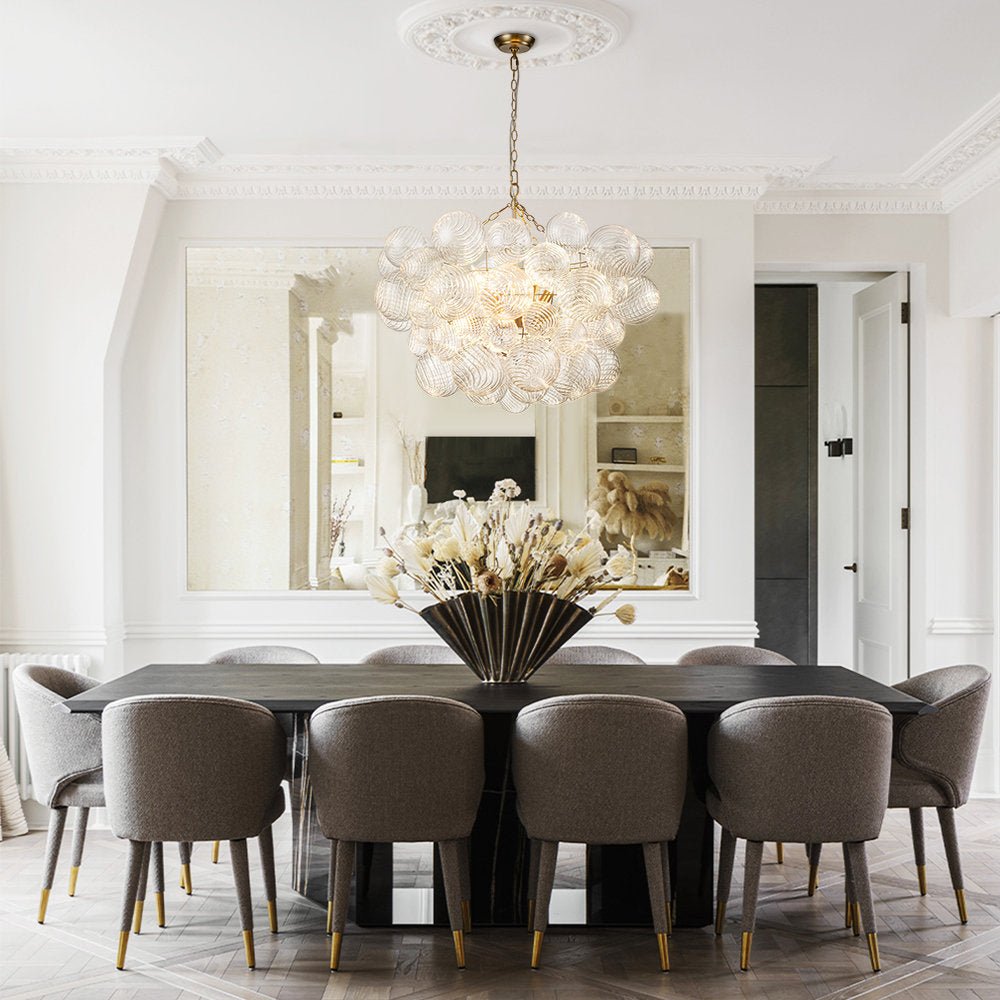 Glass Ball Bubbles Chandelier | Customizable Sizes, Gold Finish & Ideal for Living Room or Dining Area