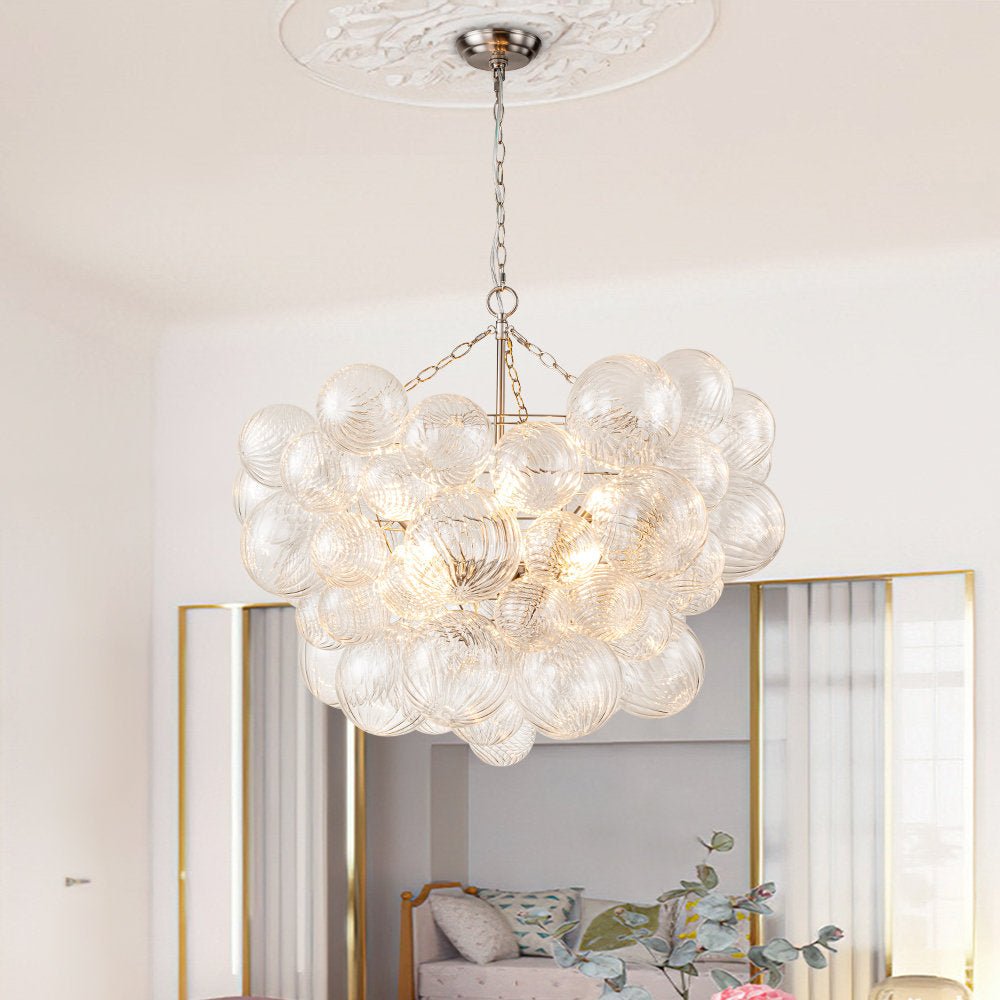 Glass Ball Bubbles Chandelier | Customizable Sizes, Gold Finish & Ideal for Living Room or Dining Area