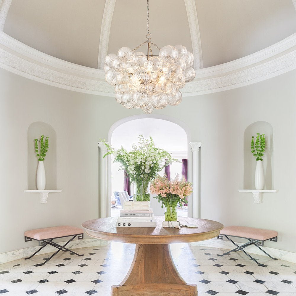 Glass Ball Bubbles Chandelier | Customizable Sizes, Gold Finish & Ideal for Living Room or Dining Area