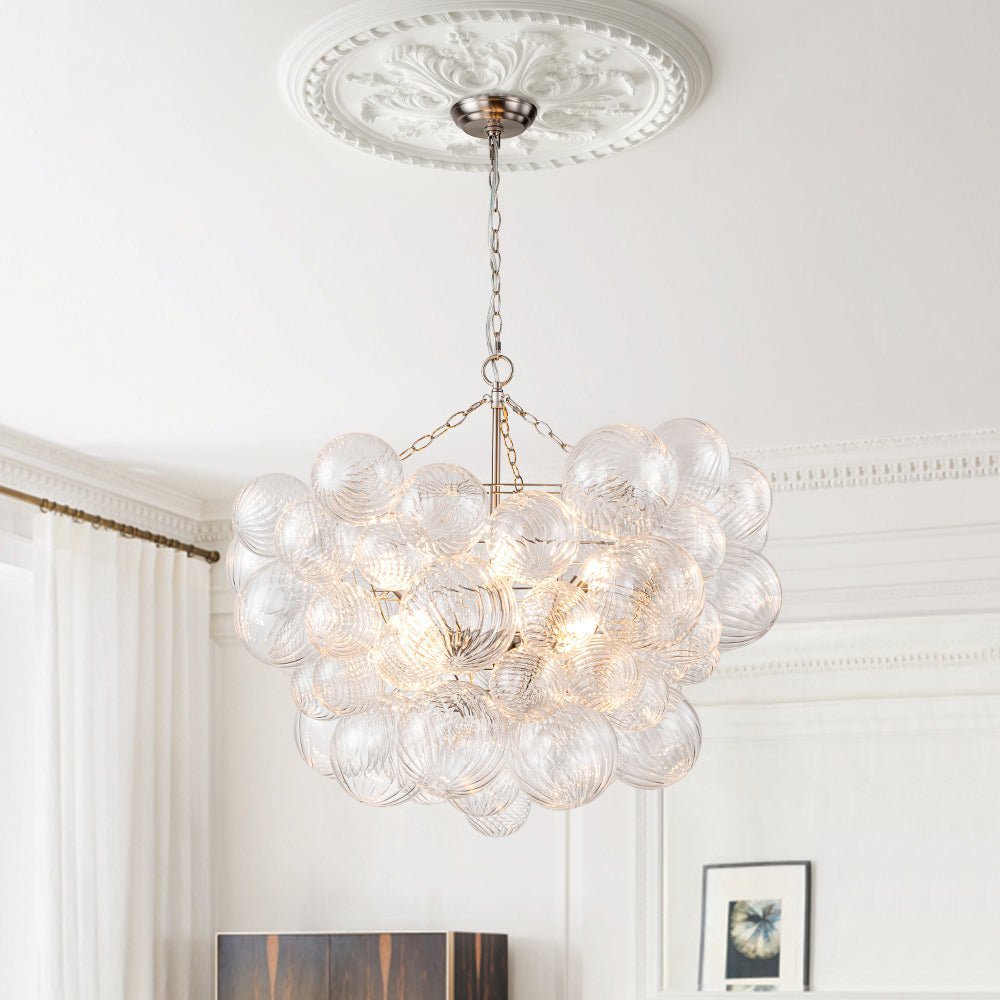Glass Ball Bubbles Chandelier | Customizable Sizes, Gold Finish & Ideal for Living Room or Dining Area