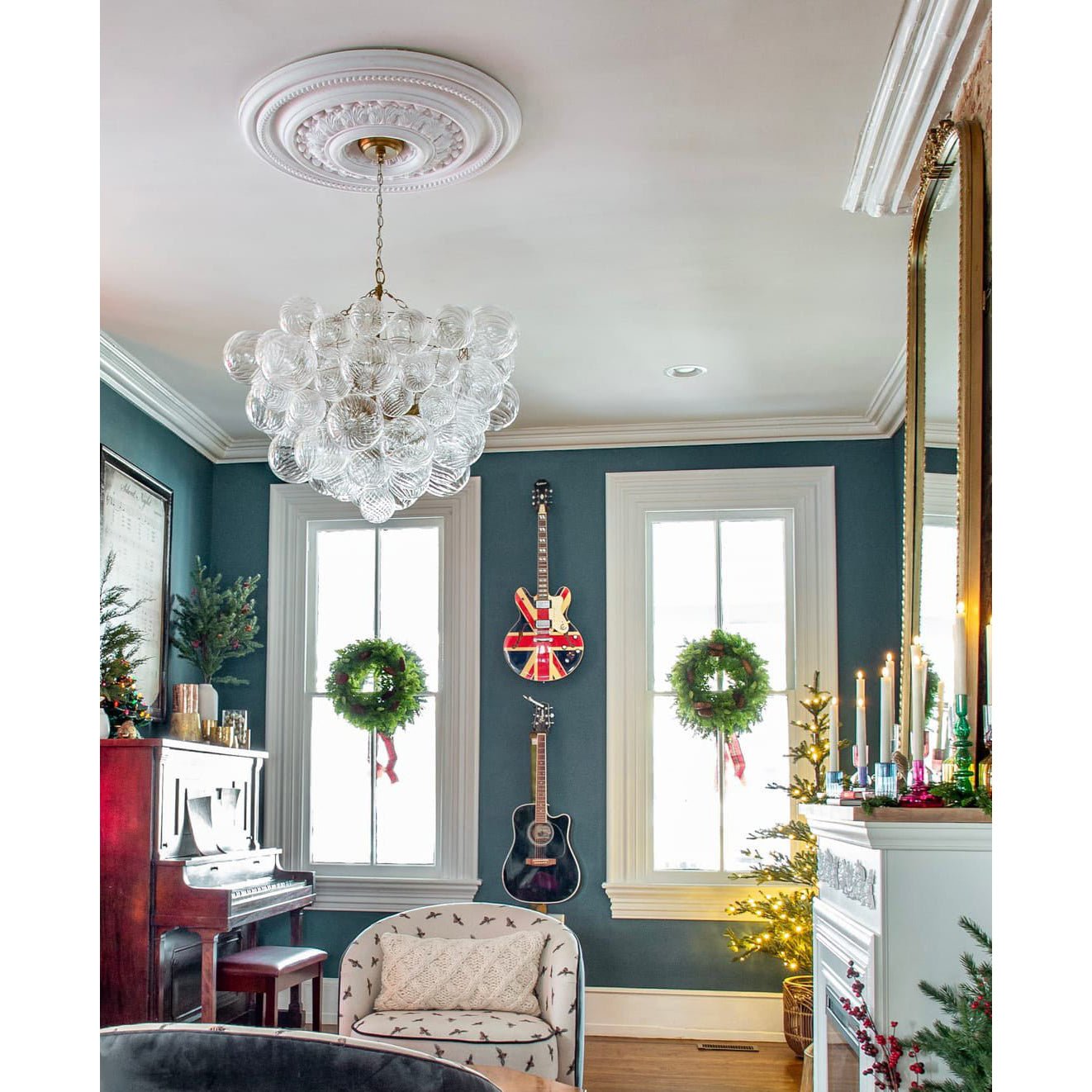 Glass Ball Bubbles Chandelier | Customizable Sizes, Gold Finish & Ideal for Living Room or Dining Area