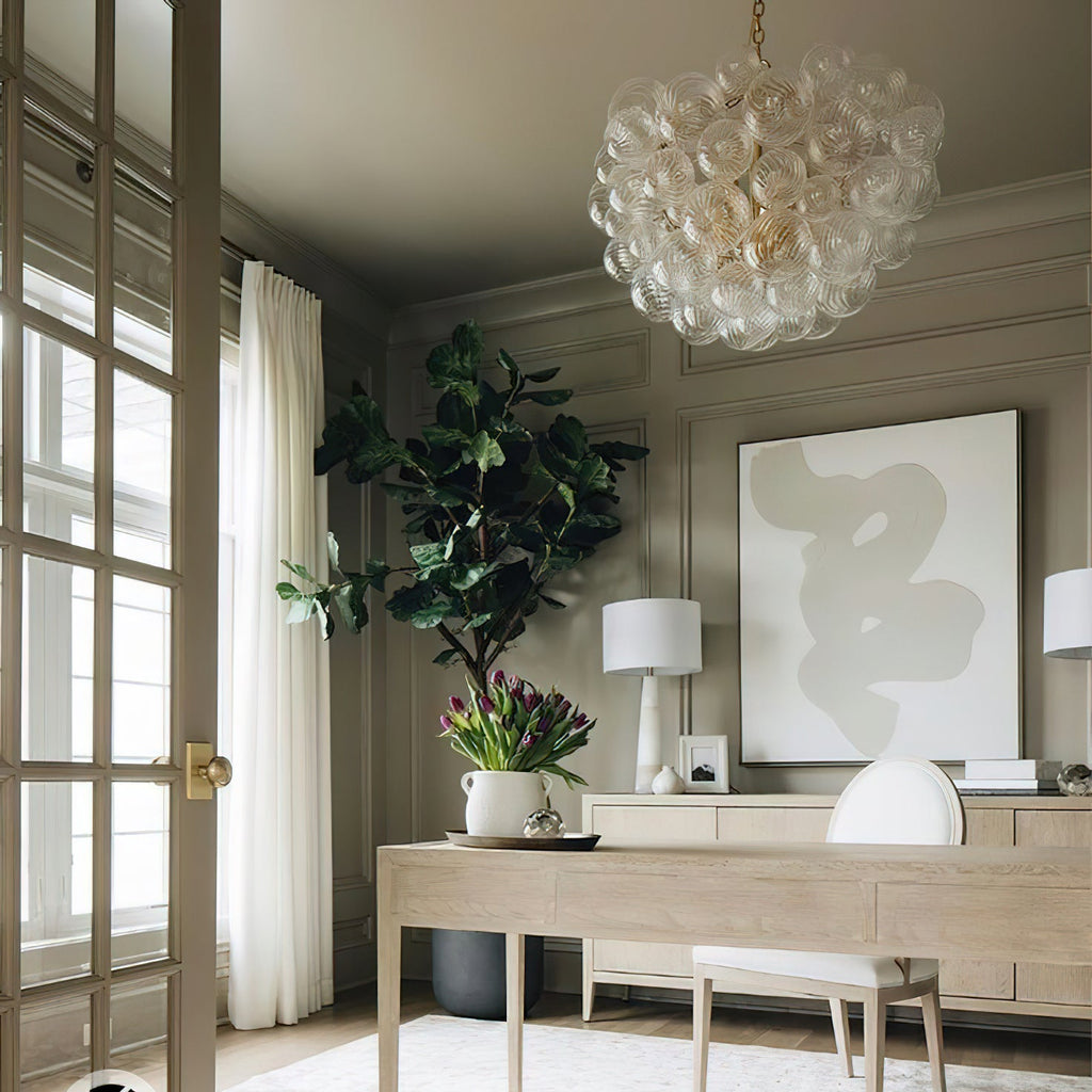 Glass Ball Bubbles Chandelier | Customizable Sizes, Gold Finish & Ideal for Living Room or Dining Area