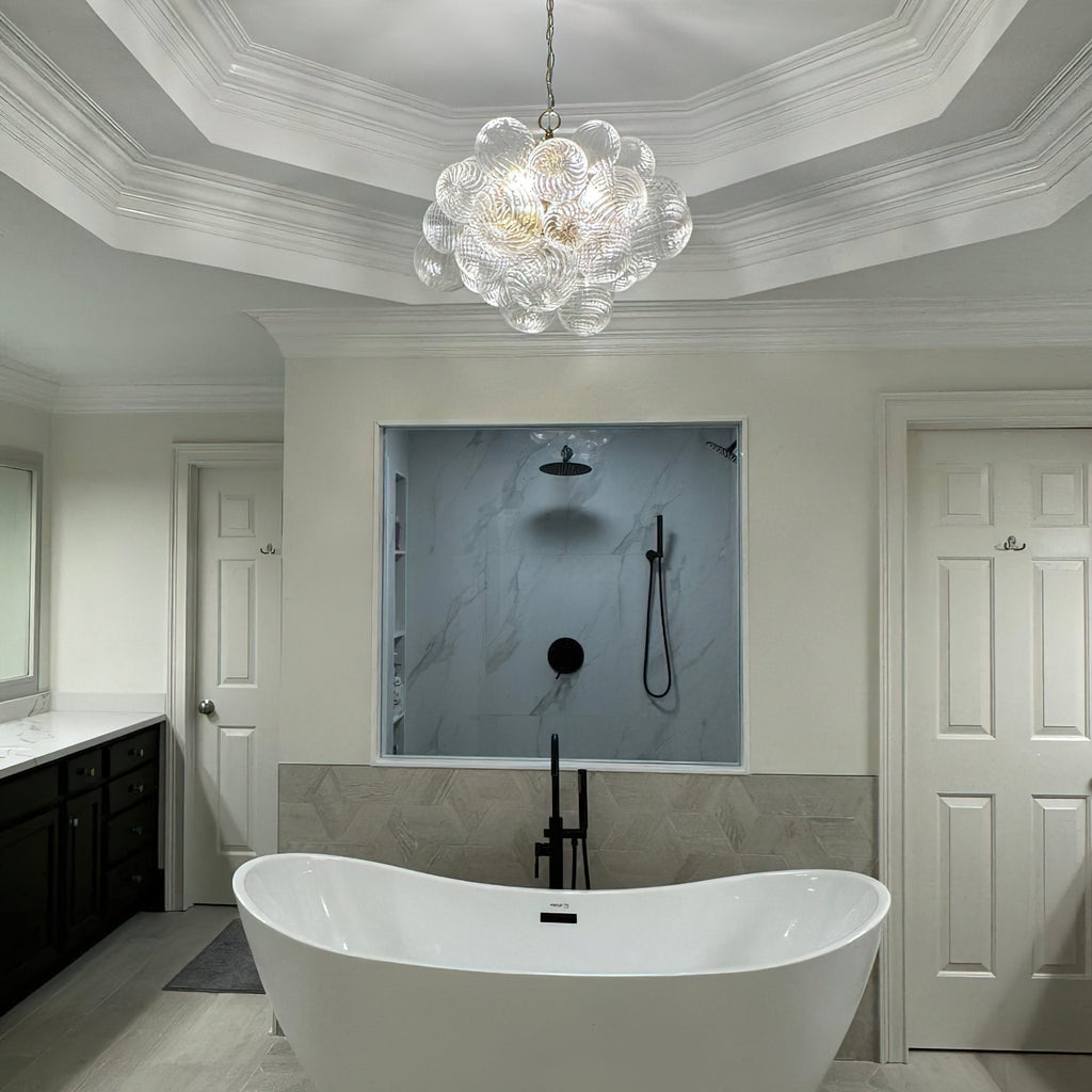 Glass Ball Bubbles Chandelier | Customizable Sizes, Gold Finish & Ideal for Living Room or Dining Area