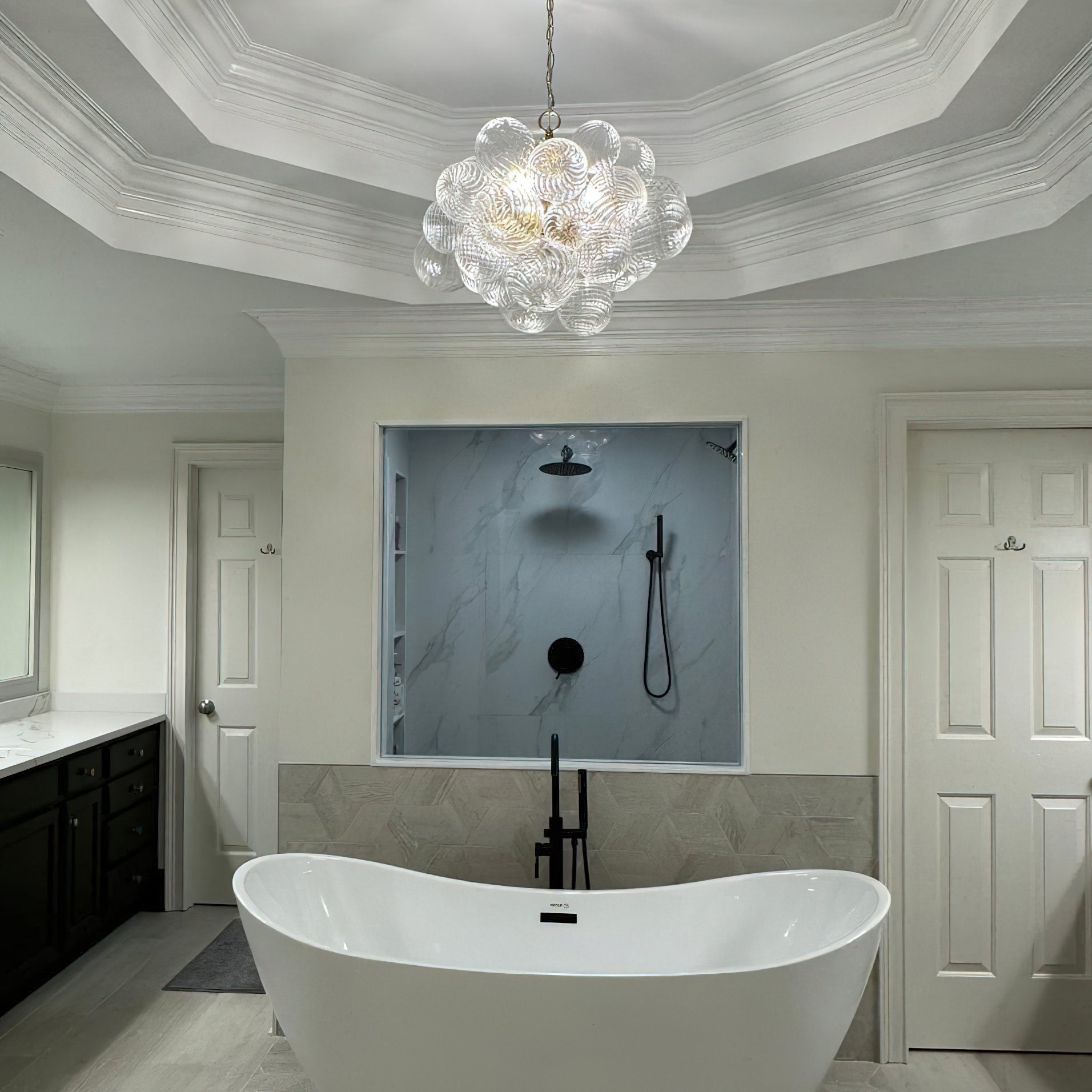 Glass Ball Bubbles Chandelier | Customizable Sizes, Gold Finish & Ideal for Living Room or Dining Area