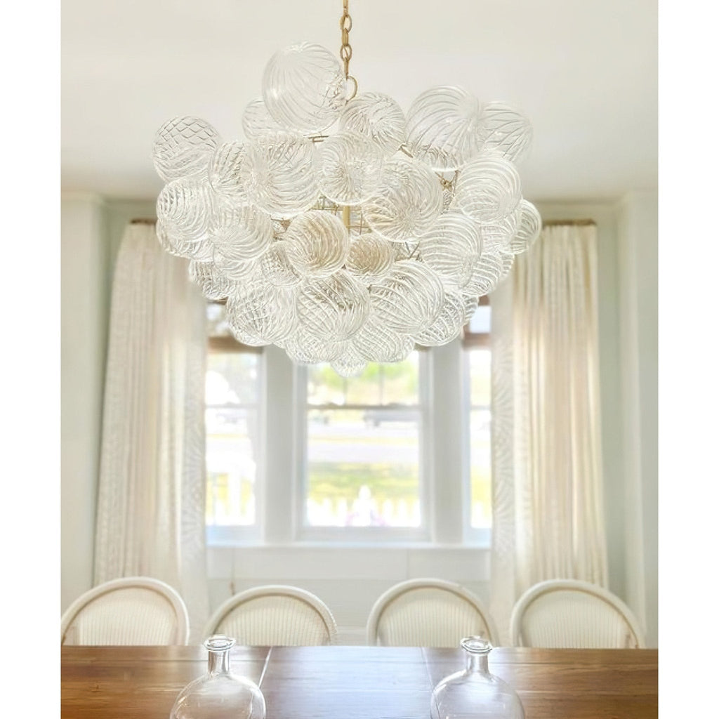 Glass Ball Bubbles Chandelier | Customizable Sizes, Gold Finish & Ideal for Living Room or Dining Area
