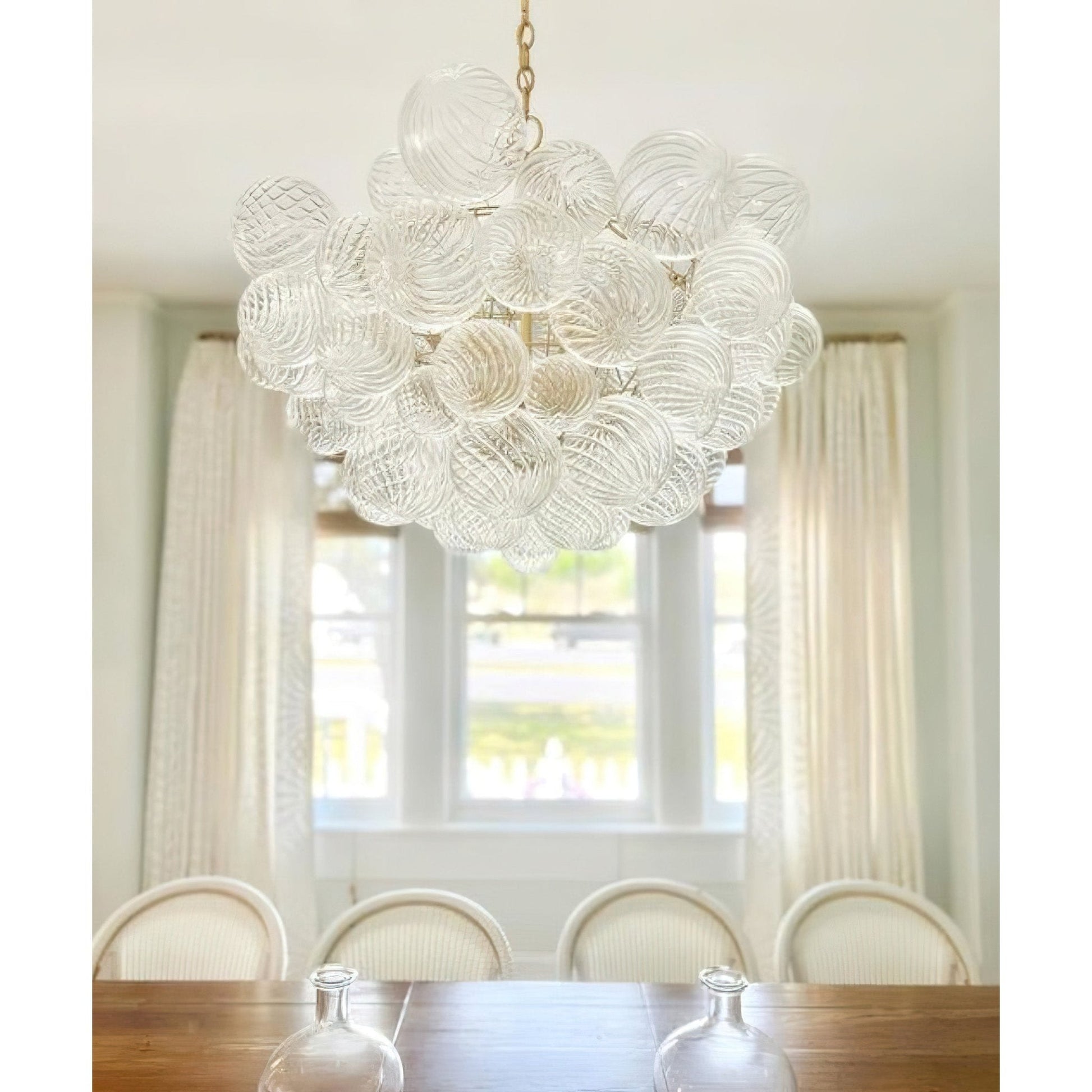 Glass Ball Bubbles Chandelier | Customizable Sizes, Gold Finish & Ideal for Living Room or Dining Area