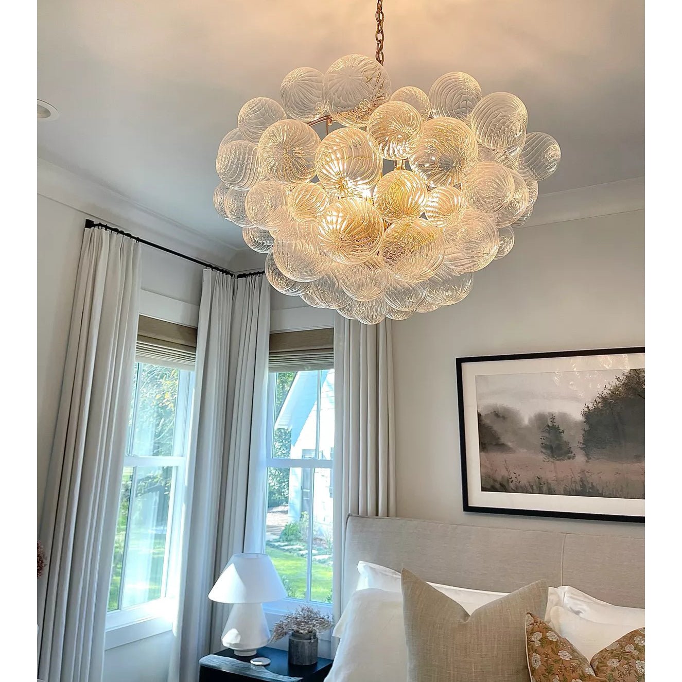 Glass Ball Bubbles Chandelier | Customizable Sizes, Gold Finish & Ideal for Living Room or Dining Area