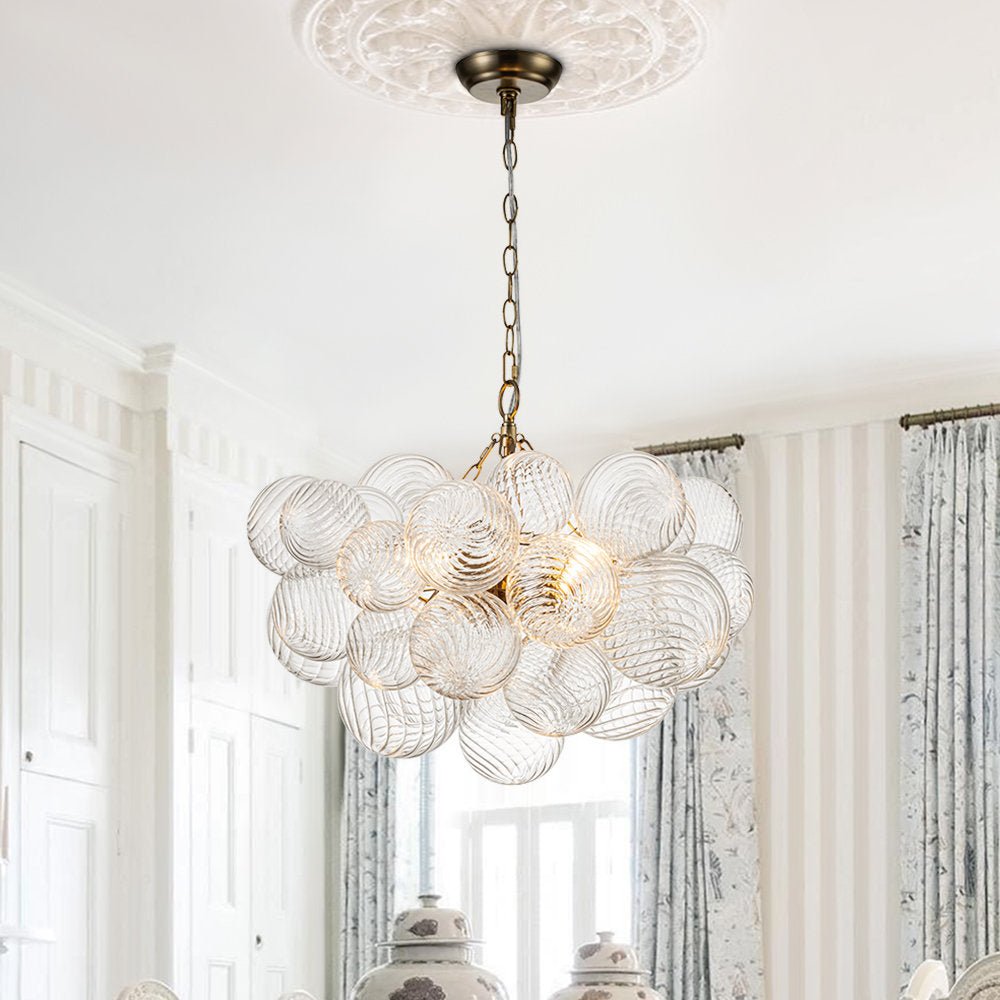 Glass Ball Bubbles Chandelier | Customizable Sizes, Gold Finish & Ideal for Living Room or Dining Area