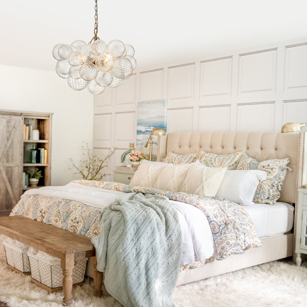 Glass Ball Bubbles Chandelier | Customizable Sizes, Gold Finish & Ideal for Living Room or Dining Area