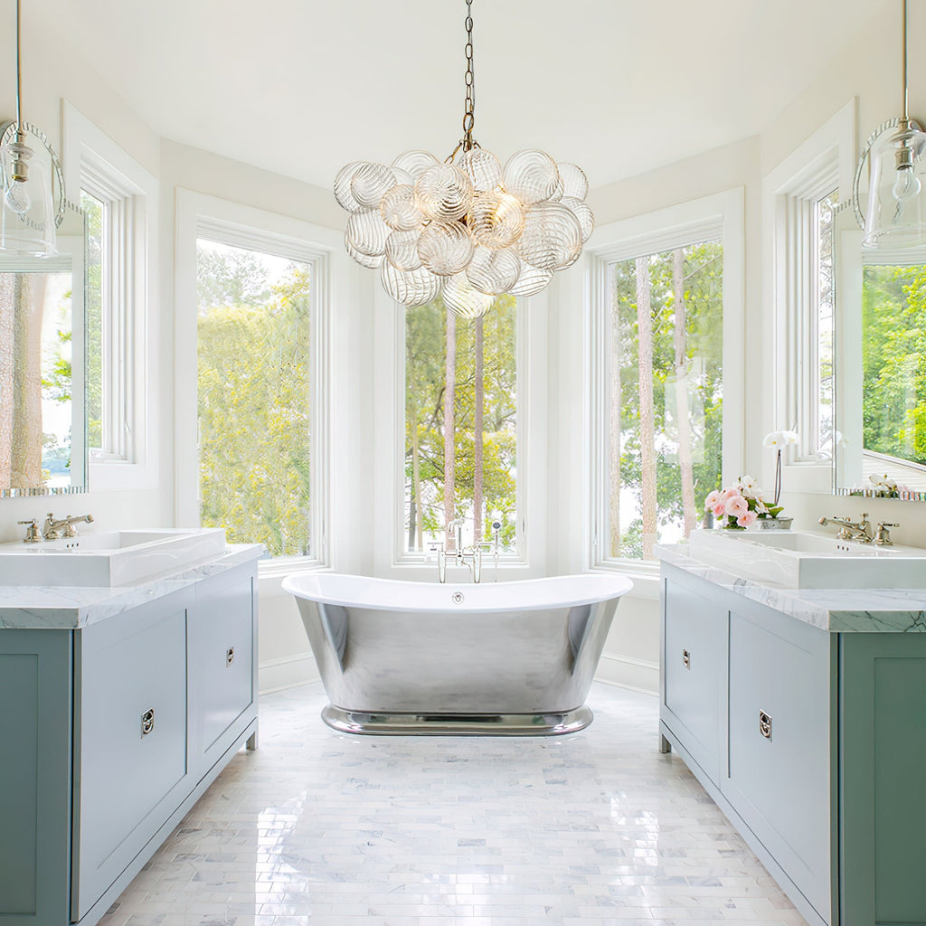 Glass Ball Bubbles Chandelier | Customizable Sizes, Gold Finish & Ideal for Living Room or Dining Area