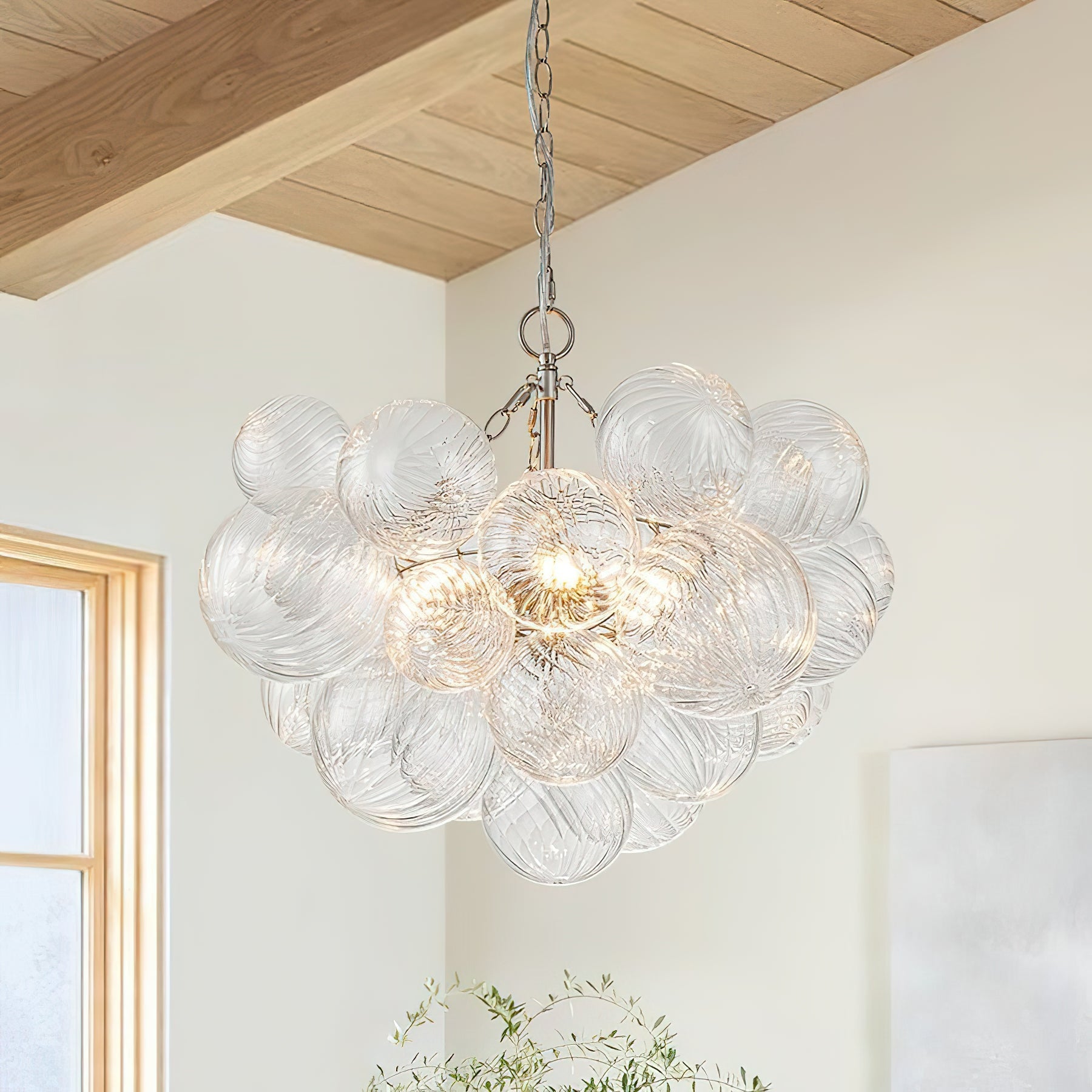 Glass Ball Bubbles Chandelier | Customizable Sizes, Gold Finish & Ideal for Living Room or Dining Area