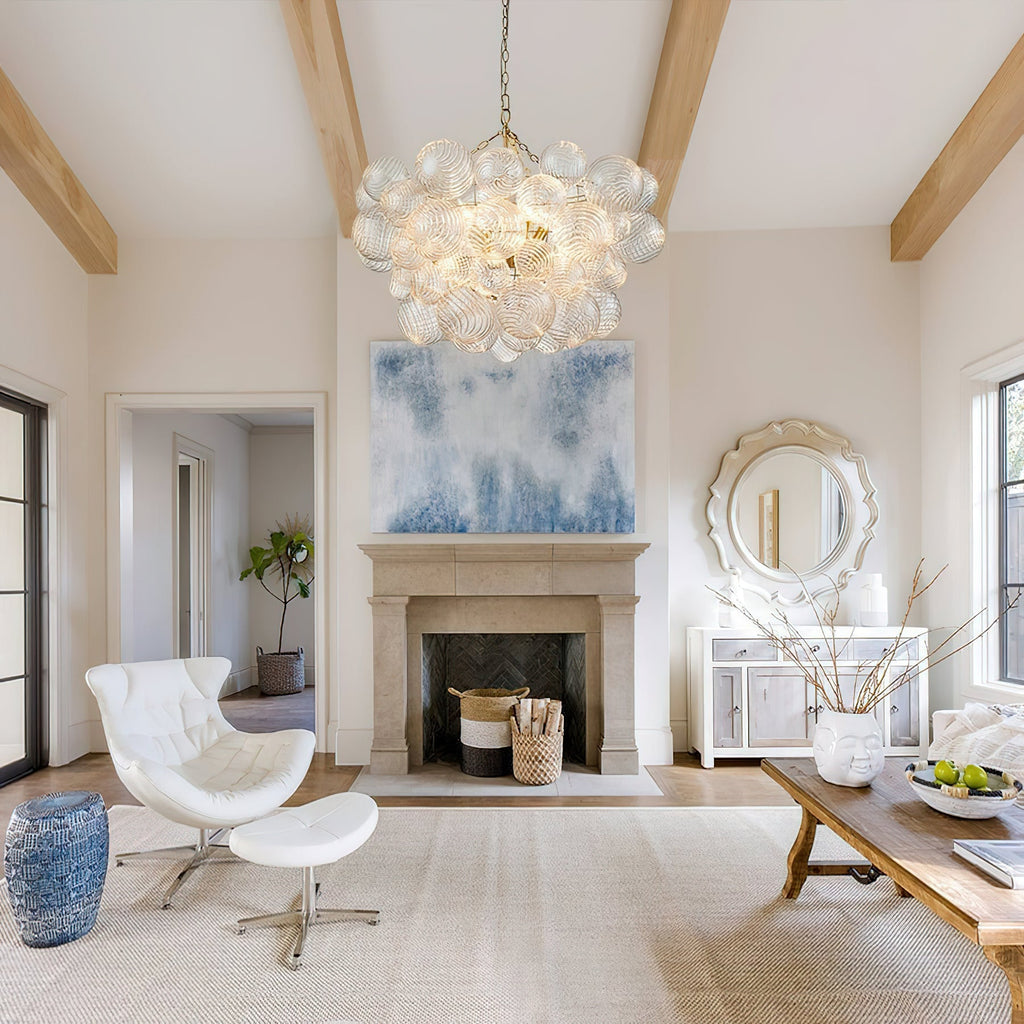 Glass Ball Bubbles Chandelier | Customizable Sizes, Gold Finish & Ideal for Living Room or Dining Area