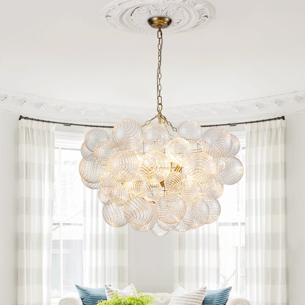 Glass Ball Bubbles Chandelier | Customizable Sizes, Gold Finish & Ideal for Living Room or Dining Area