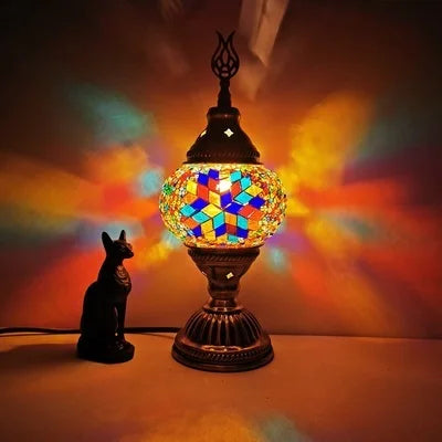 Turkish Adana Mosaic Table Lamp - Colorful Handcrafted Lighting Fixture for Living Room & Bedroom Decor