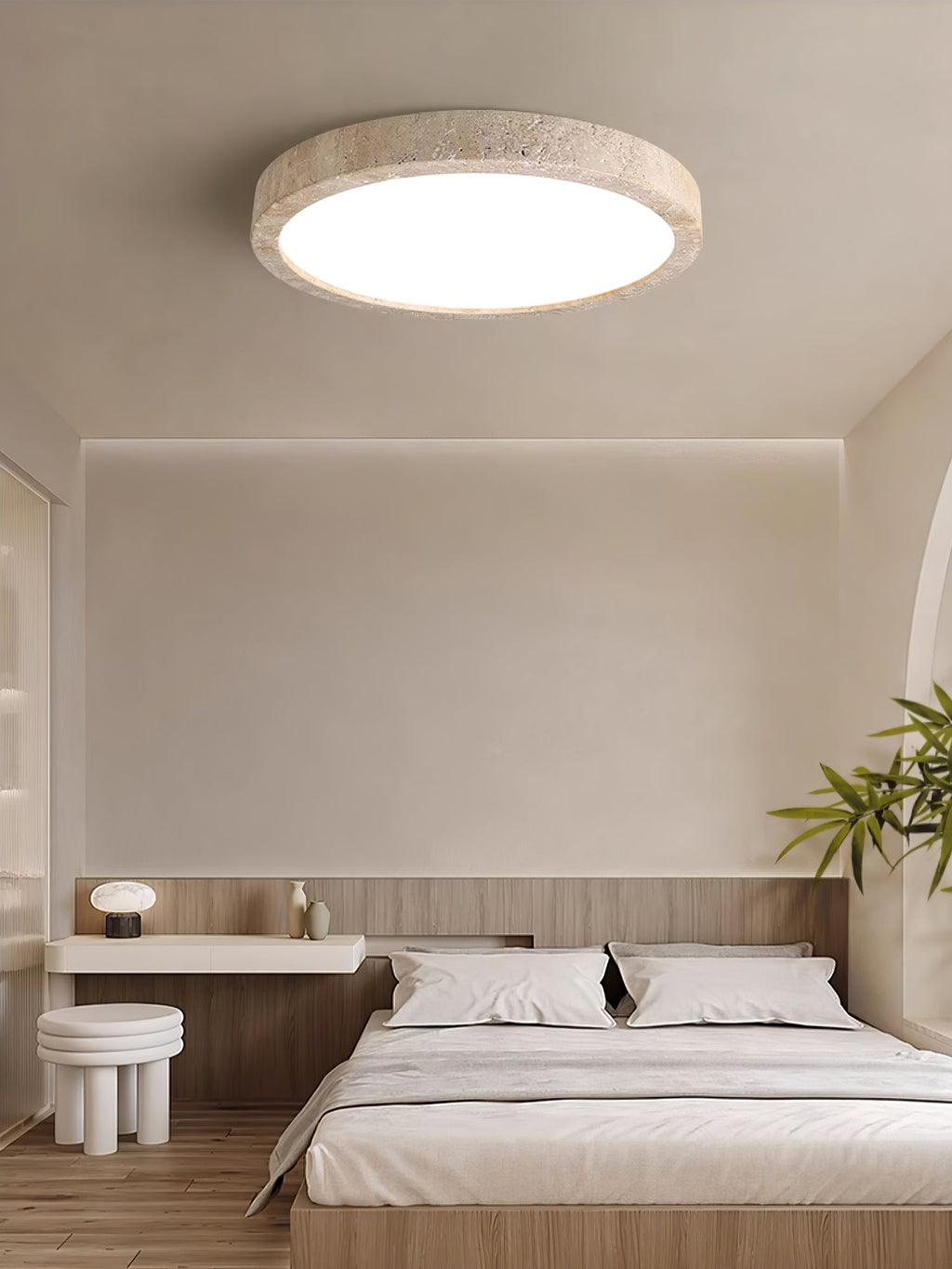 Travertine Ceiling Light | Dimmable, Warm & Cool Light Options for Modern Indoor Spaces