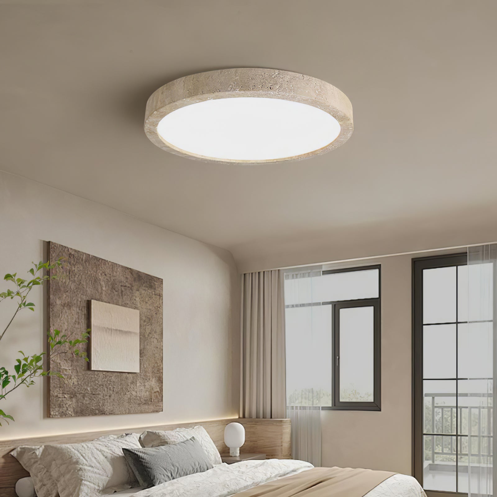 Travertine Ceiling Light | Dimmable, Warm & Cool Light Options for Modern Indoor Spaces