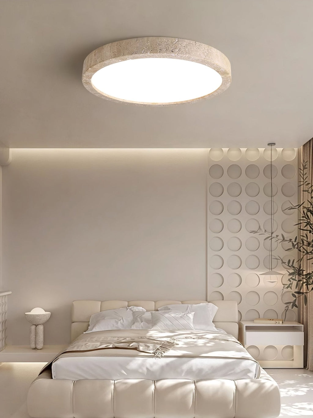 Travertine Ceiling Light | Dimmable, Warm & Cool Light Options for Modern Indoor Spaces