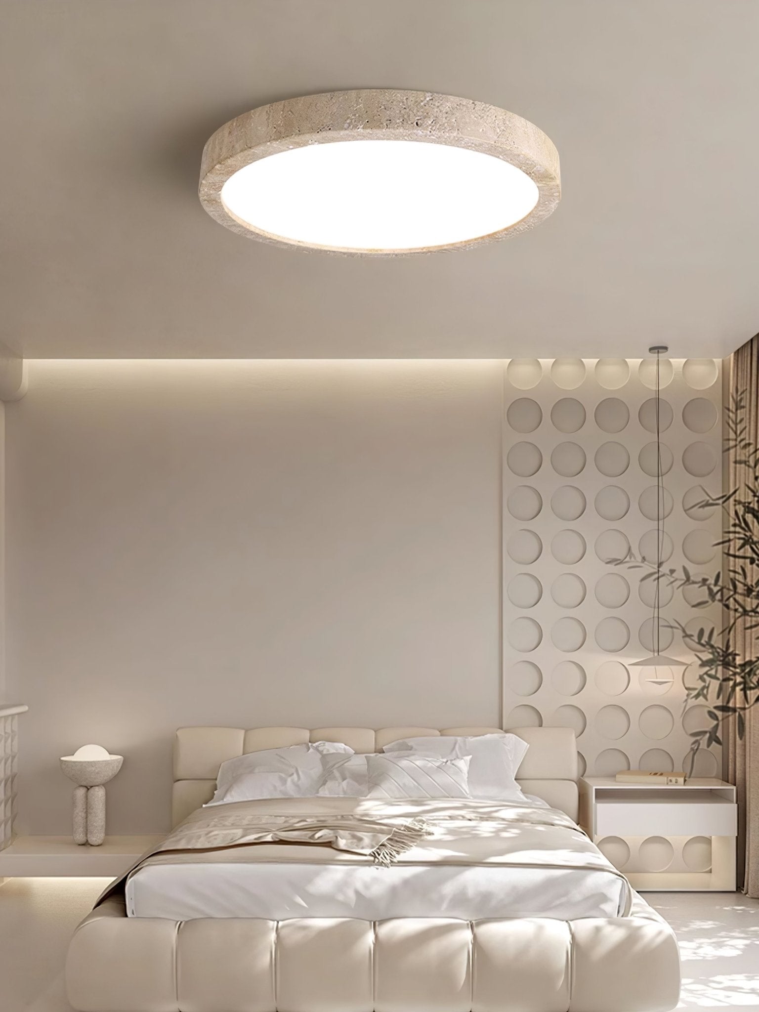 Travertine Ceiling Light | Dimmable, Warm & Cool Light Options for Modern Indoor Spaces