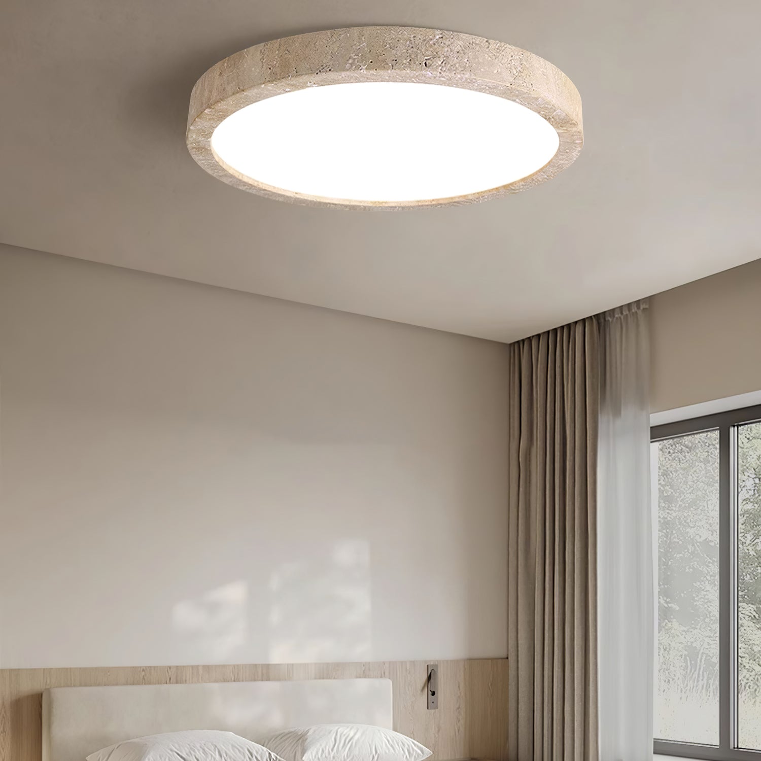Travertine Ceiling Light | Dimmable, Warm & Cool Light Options for Modern Indoor Spaces