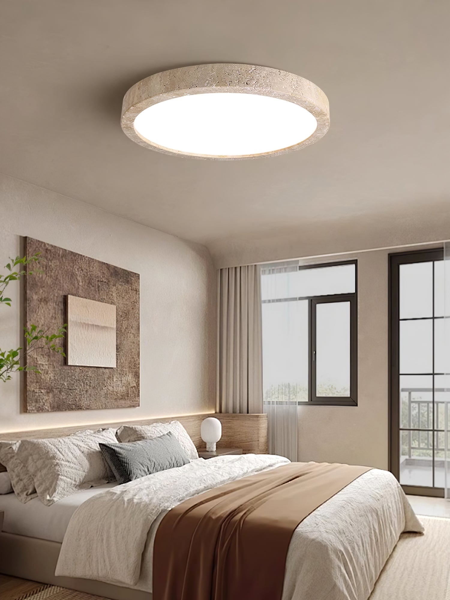 Travertine Ceiling Light | Dimmable, Warm & Cool Light Options for Modern Indoor Spaces