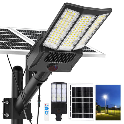 6500W Solar Street Lights - 500000LM High-Powered Outdoor Lighting for Commercial Parking Lots - 6500K Dusk to Dawn with Remote Control