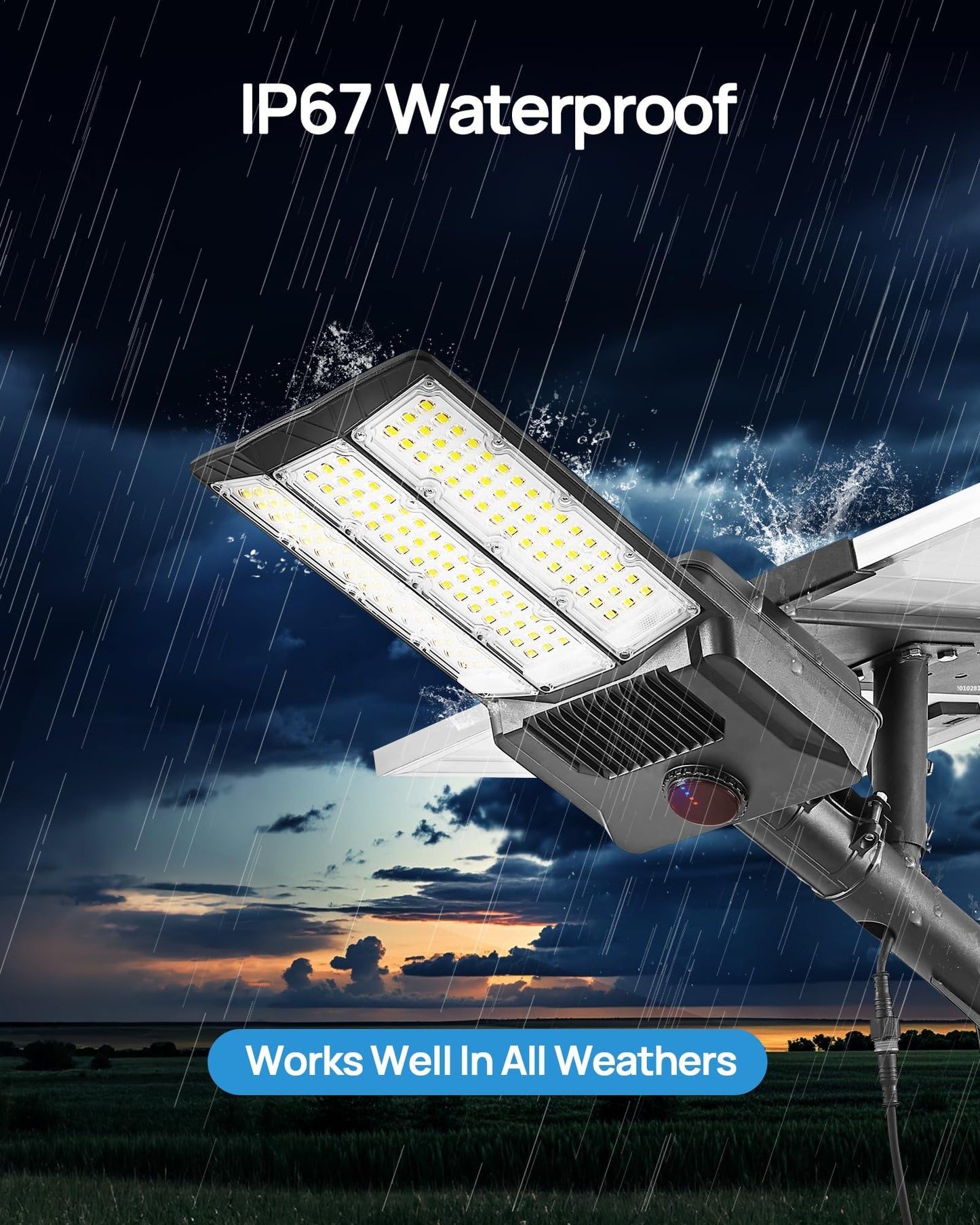 6500W Solar Street Lights - 500000LM High-Powered Outdoor Lighting for Commercial Parking Lots - 6500K Dusk to Dawn with Remote Control