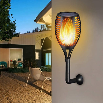 Solar LED Flame Torch Lights - 4 Pack Outdoor Flickering Fire Lamps for Lawn, Garden, and Patio Lighting