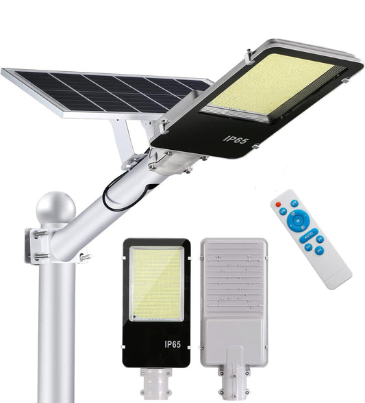 1000W Commercial Solar Street Light with 100000 Lumens, Dusk to Dawn Operation & Remote Control for Outdoor Use