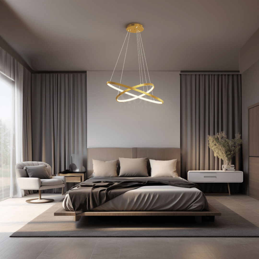 Modern Chandelier – Adjustable Ring Design with Customizable Straps, Elegant Metal & Glass Lighting Fixture for Living & Dining Rooms