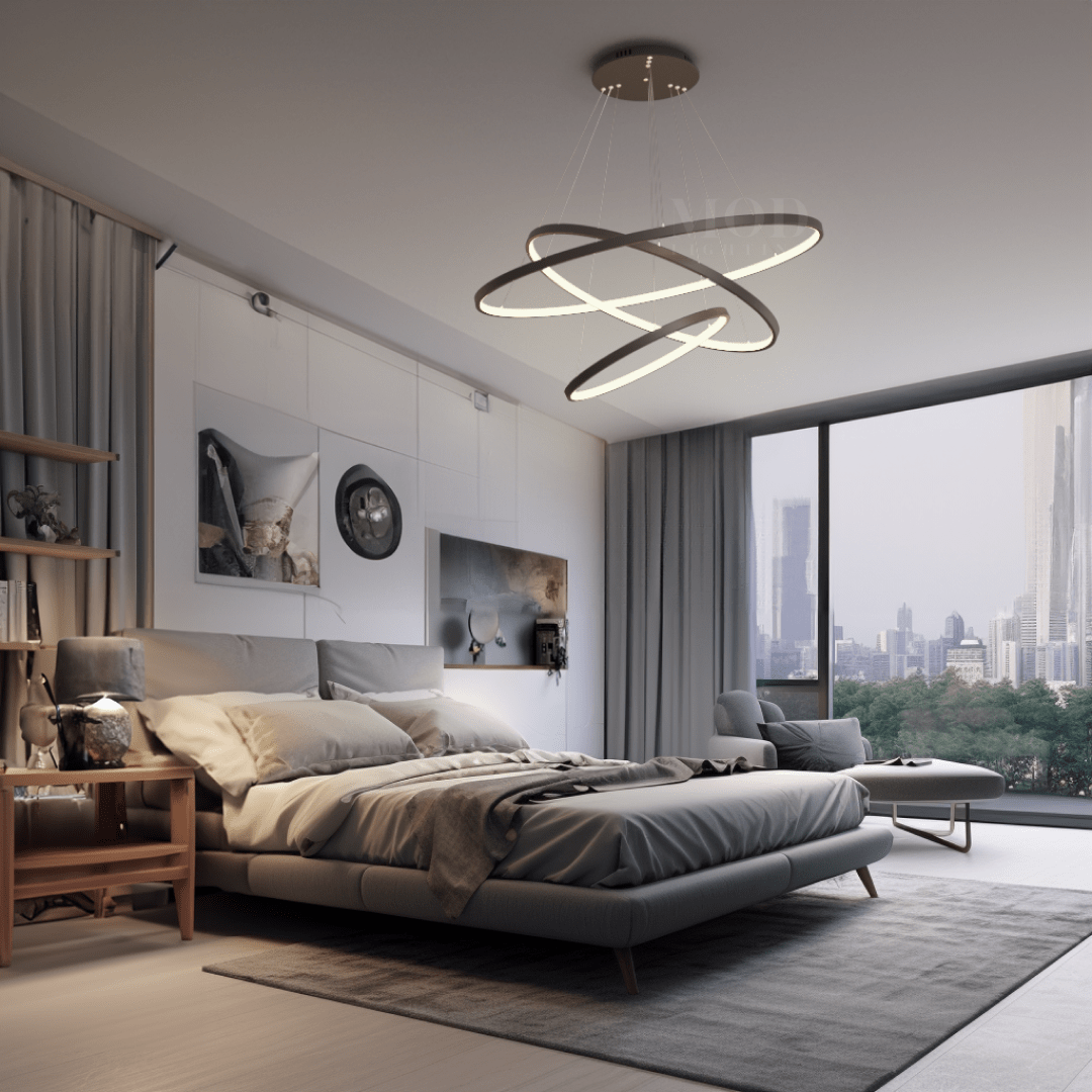 Modern Chandelier – Adjustable Ring Design with Customizable Straps, Elegant Metal & Glass Lighting Fixture for Living & Dining Rooms