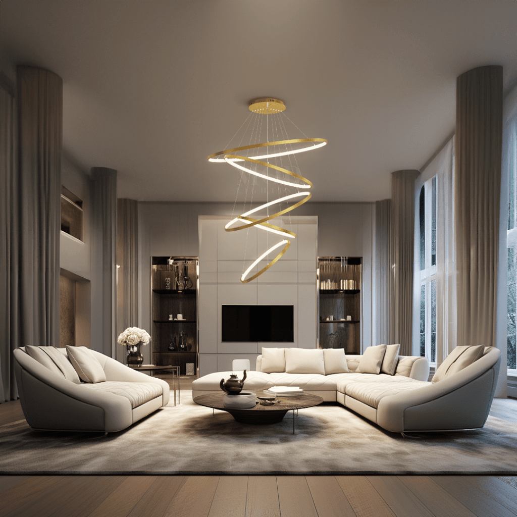 Modern Chandelier – Adjustable Ring Design with Customizable Straps, Elegant Metal & Glass Lighting Fixture for Living & Dining Rooms