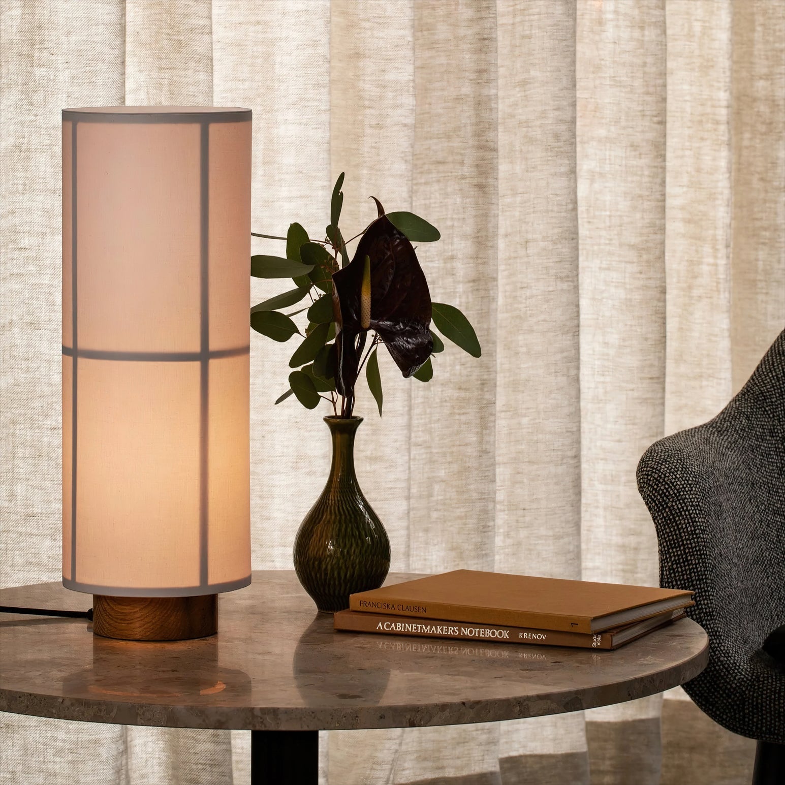 Linen Table Lamp with Adjustable Brightness for Living Room, Bedroom, and Office Decor
