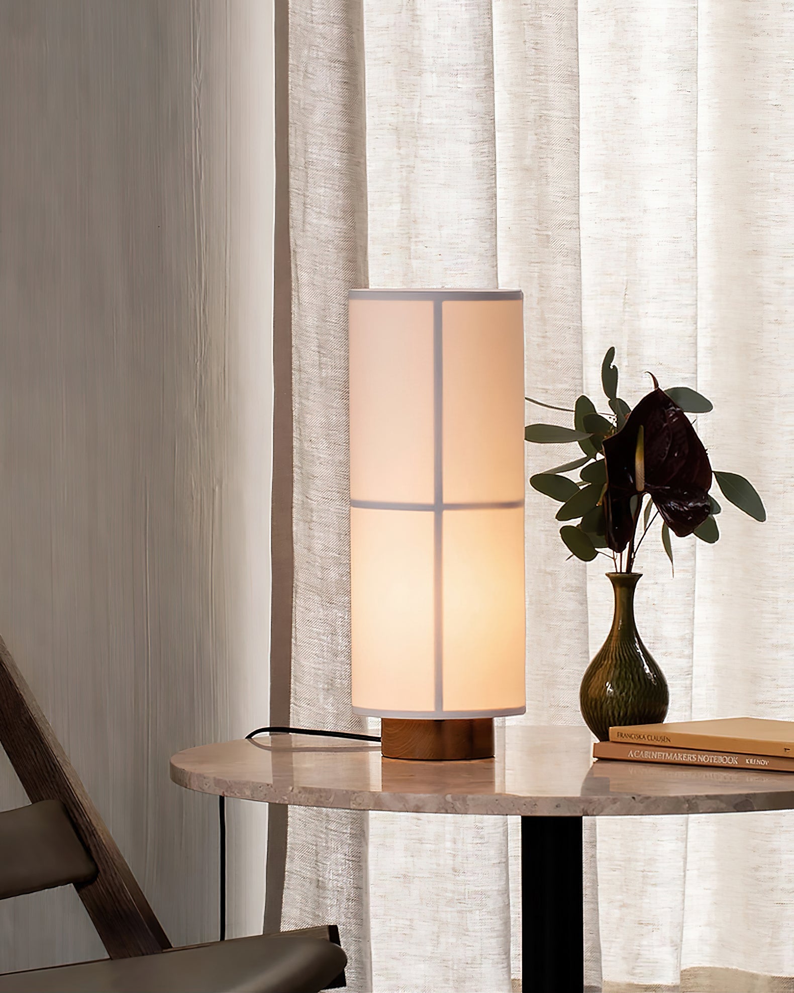 Linen Table Lamp with Adjustable Brightness for Living Room, Bedroom, and Office Decor
