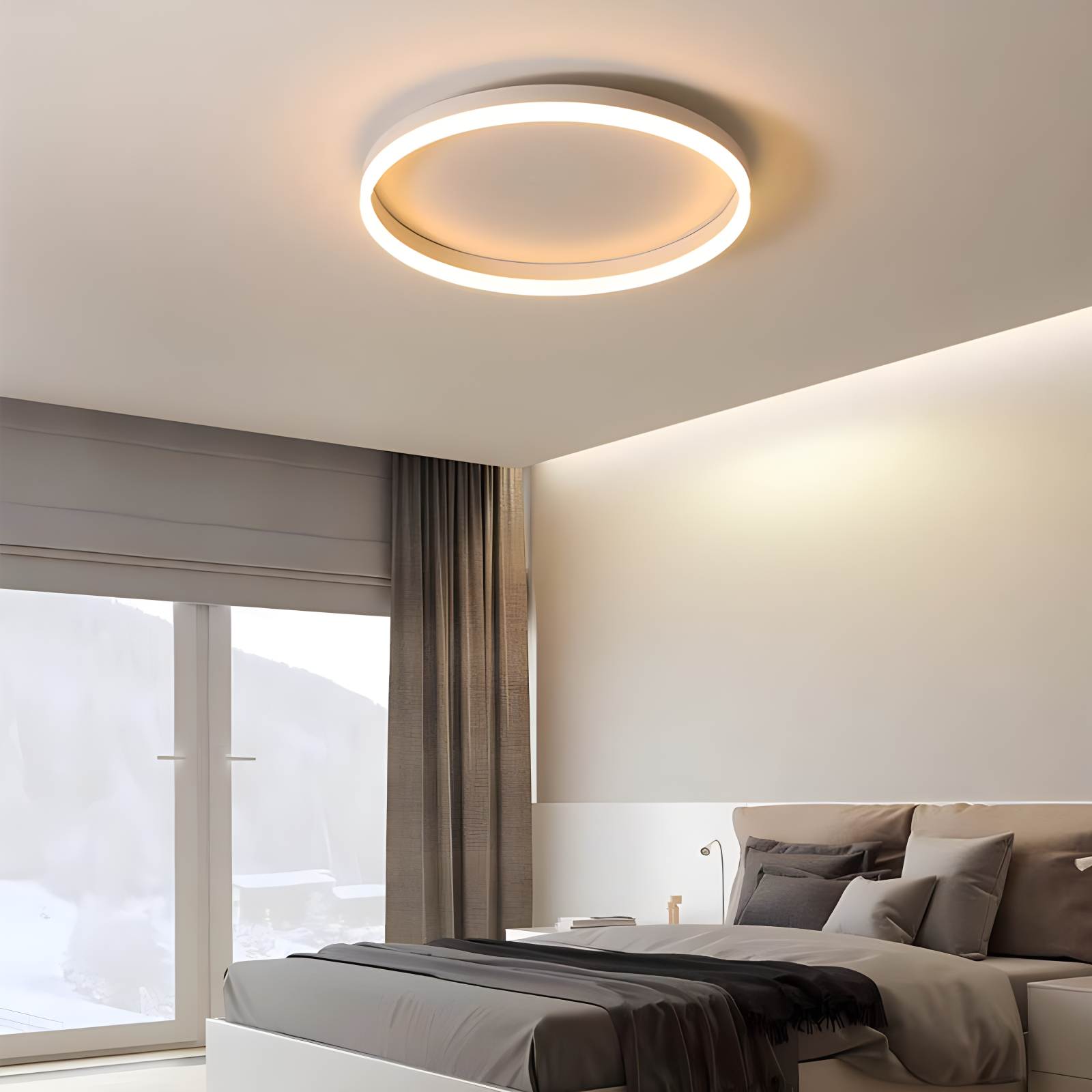 Nordic Circular LED Ceiling Lamp | Energy-Smart, Gentle Diffused Glow & Ideal for Bedroom, Hallway or Living Area