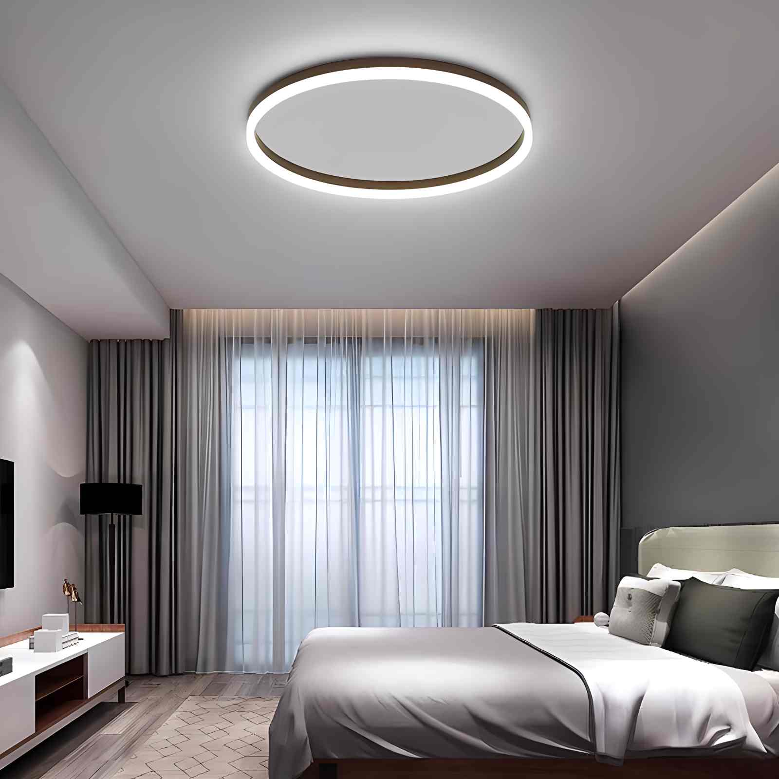 Nordic Circular LED Ceiling Lamp | Energy-Smart, Gentle Diffused Glow & Ideal for Bedroom, Hallway or Living Area