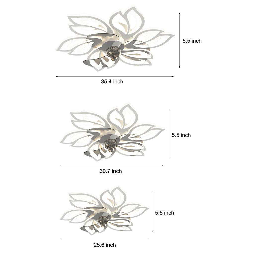 LED Modern Ceiling Fan Light with Flower Design, Smart Silent Stepless Dimming, Ideal for Living Room & Bedroom
