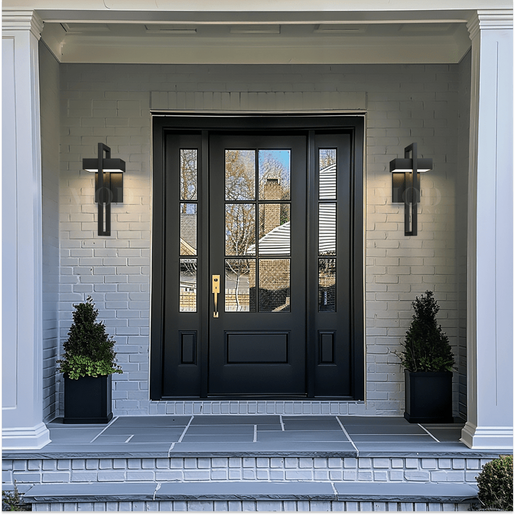 Modern Outdoor Wall Sconce – Minimalist Black Metal LED Light for Porch, Patio & Entryway