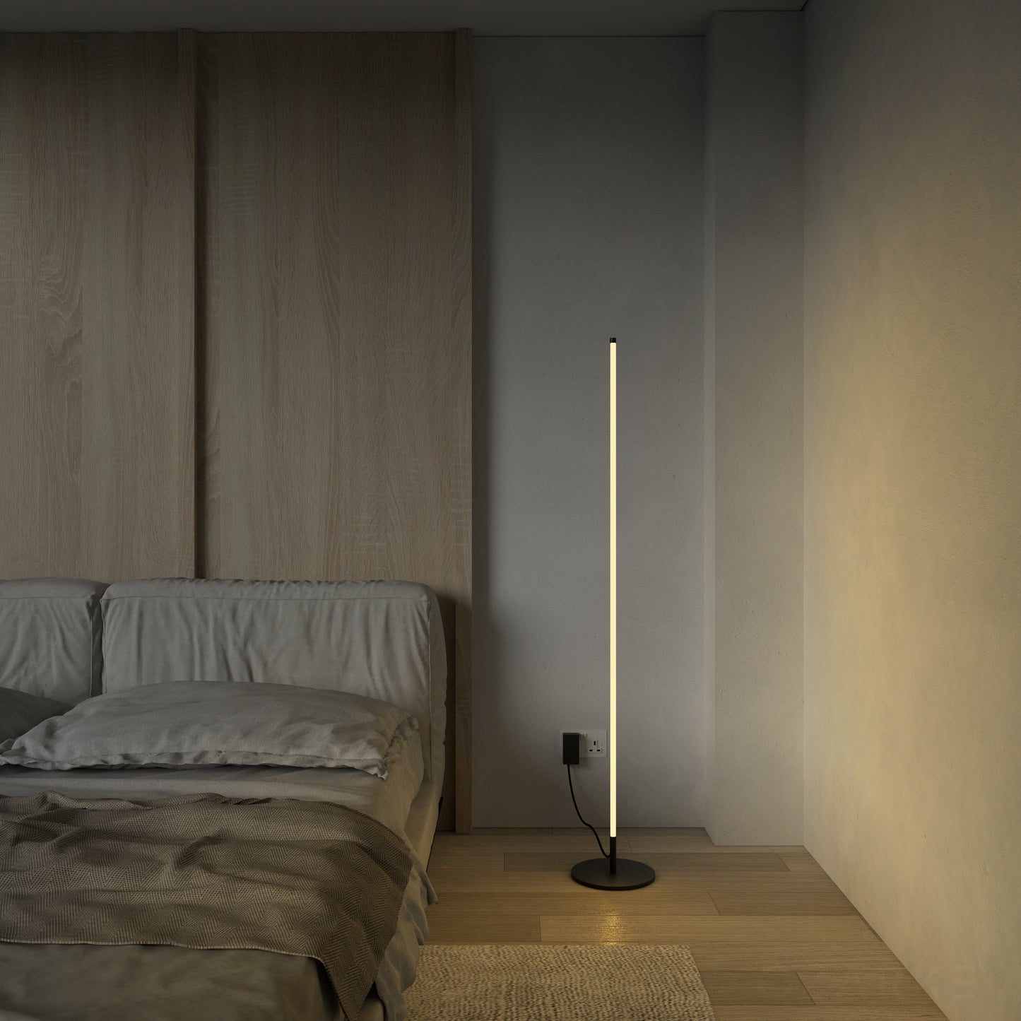 Futuristic Corner Floor Lamp - Tall Black and Silver | Modern Minimalist Metal Design