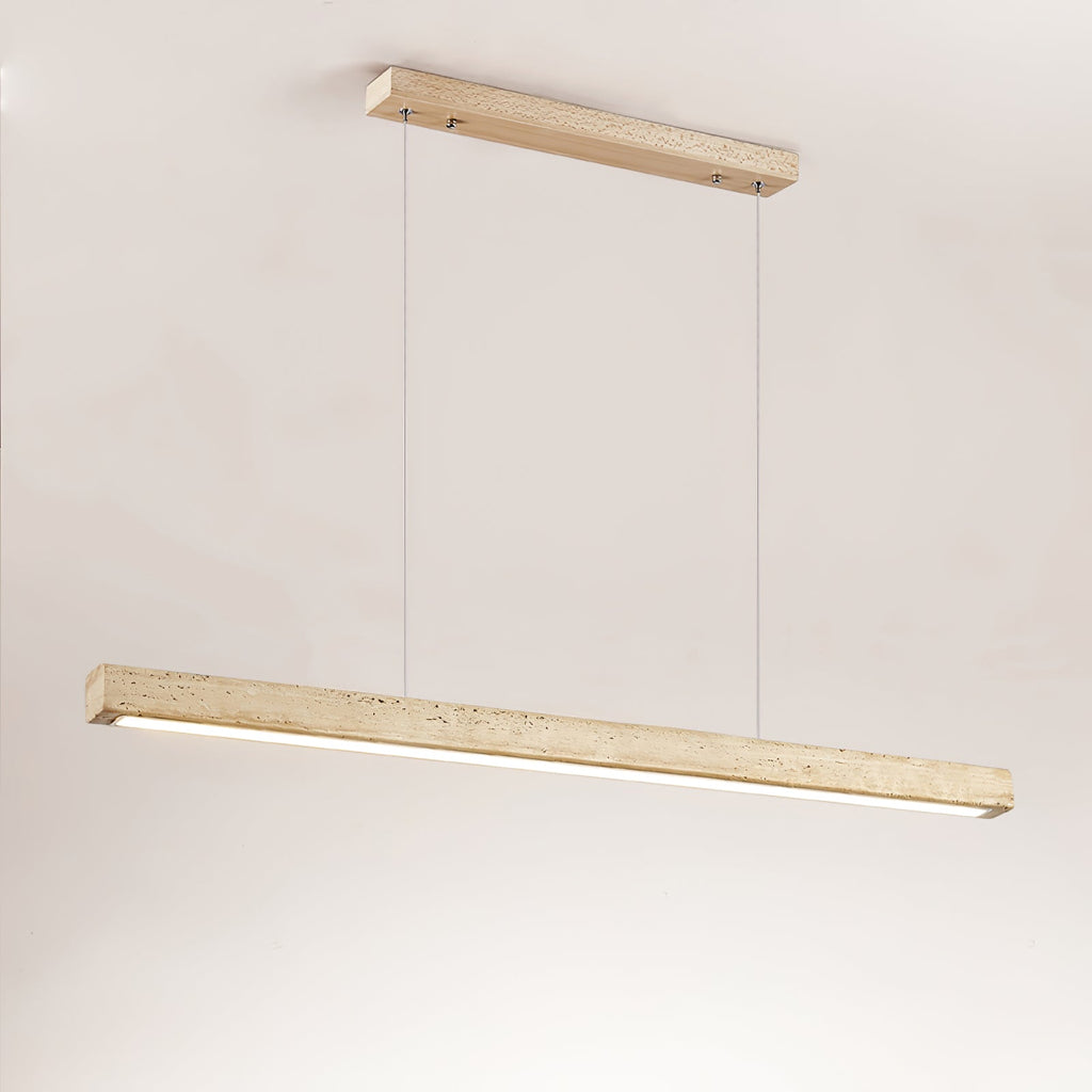 Linear Travertine Pendant Lamp | Dimmable, Adjustable Height & Ideal for Modern Kitchens and Workspaces