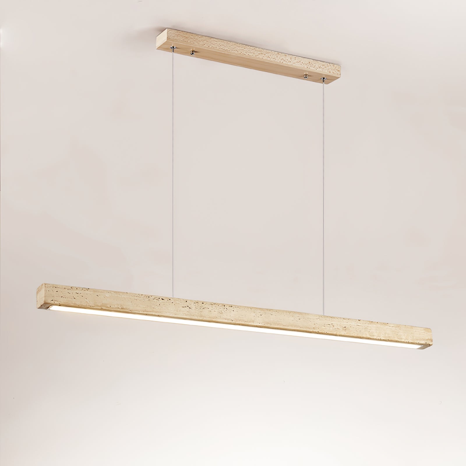 Linear Travertine Pendant Lamp | Dimmable, Adjustable Height & Ideal for Modern Kitchens and Workspaces