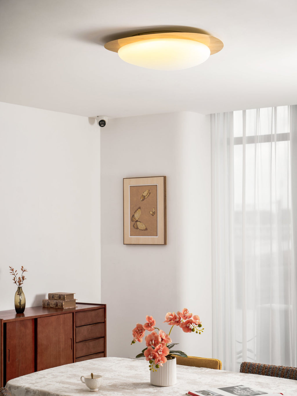 Pebble Ceiling Light | Dimmable, Walnut Wood Grain Design for Indoor Home Decor